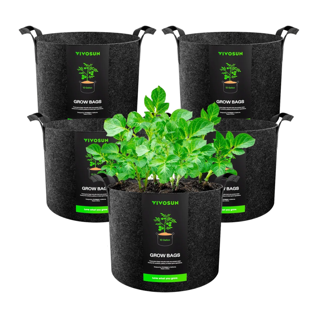 Vivosun 10 Gallon Grow Bags 5-Pack Black Thickened Nonwoven Fabric Pots with Handles