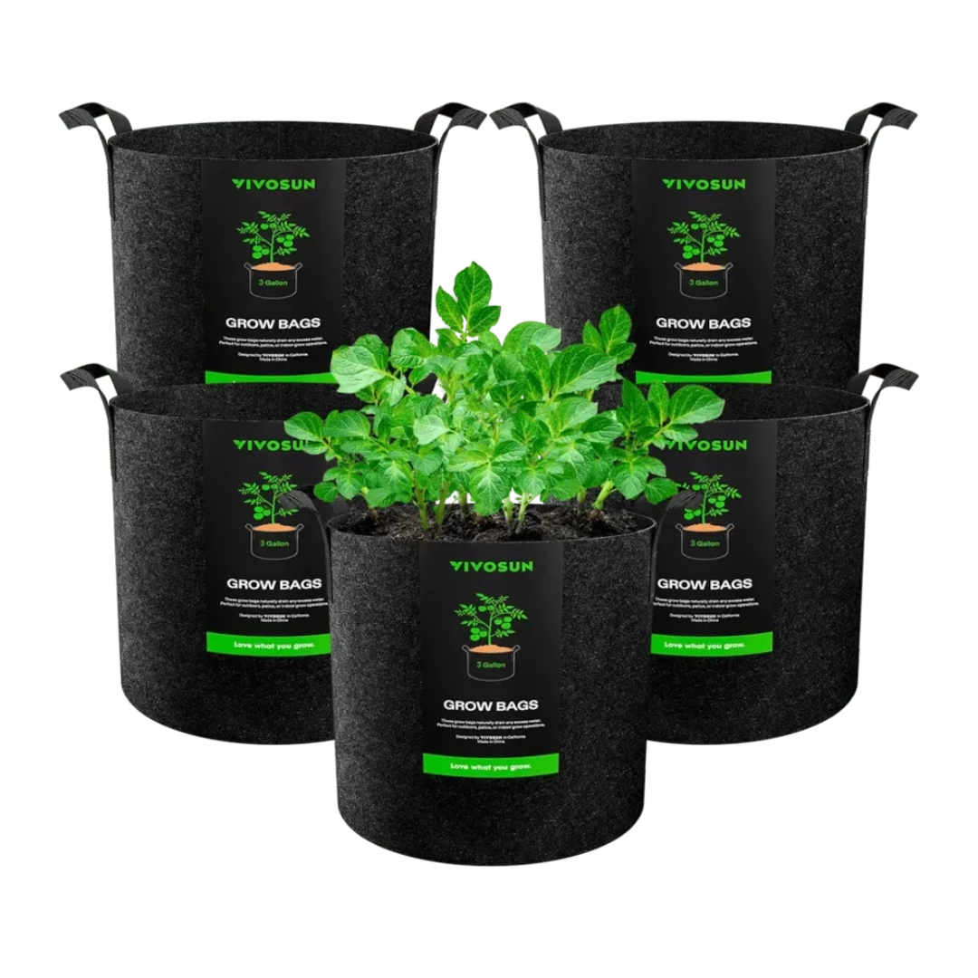 Vivosun 3 Gallon Grow Bags 5-Pack Black Thickened Nonwoven Fabric Pots with Handles