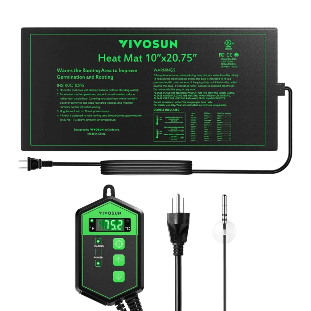 Vivosun 10″x20.75″ Seedling Heat Mat and Digital Thermostat Combo Set MET Standard