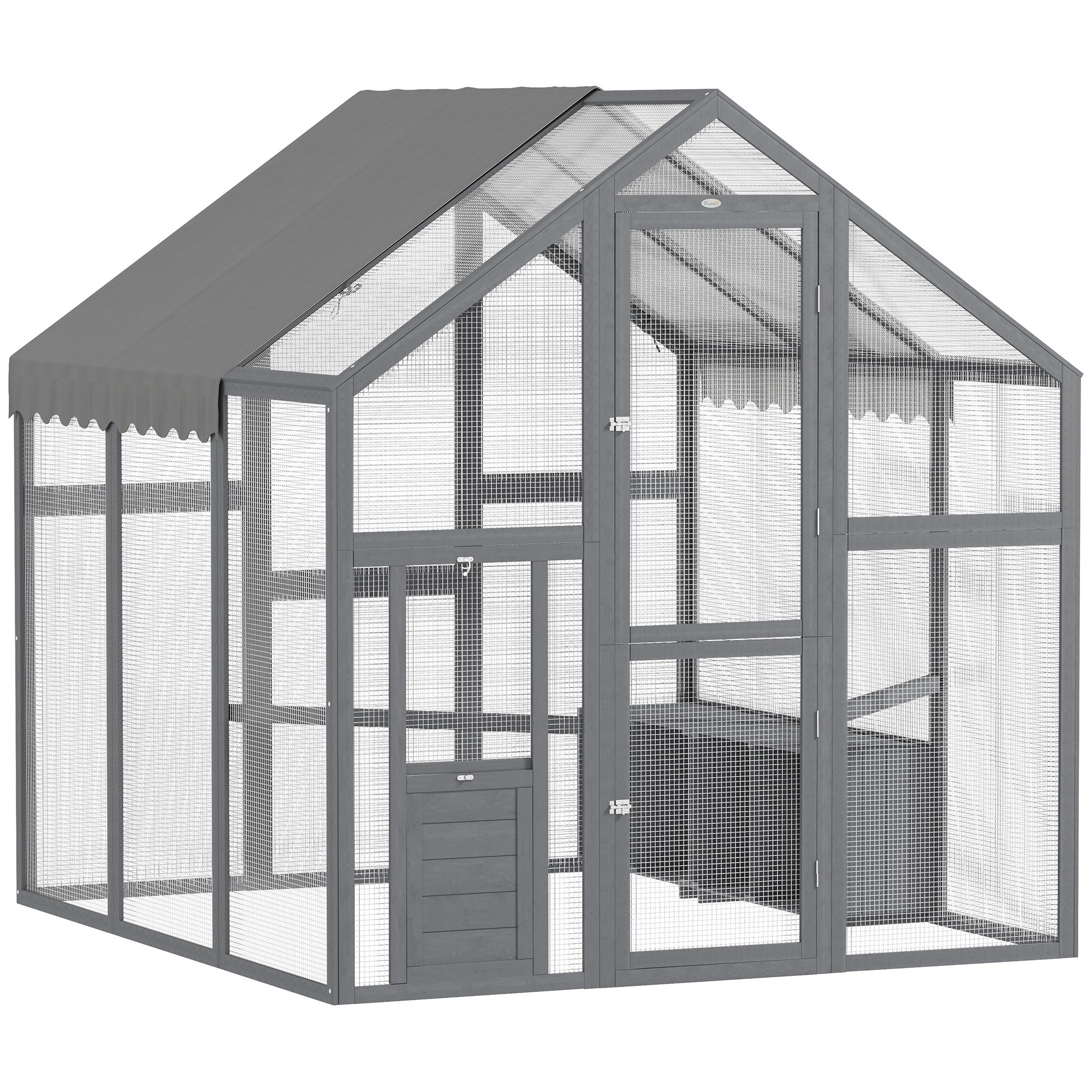 Large Wooden Chicken Run with Waterproof & Anti-UV Cover, for 6-8 Chickens, for Backyard, Farm,