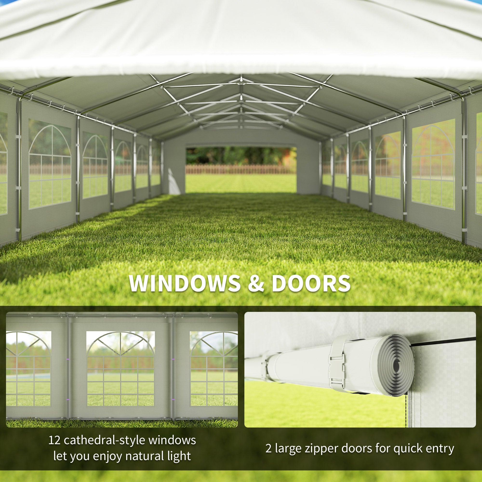20 x 40 ft Heavy Duty Party Tent Outdoor Gazebo Wedding Tent Event Shelter Carport BBQ with - View 5