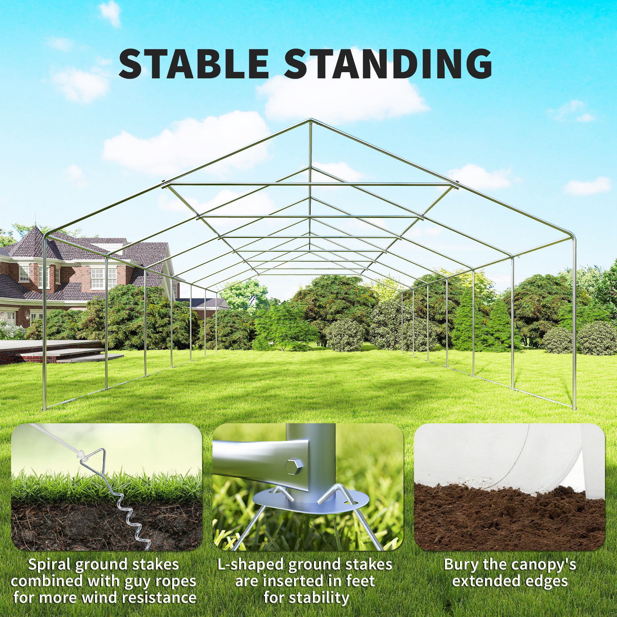 Heavy Duty Party Tent, 19.5' x 39' Large Sun Shade Canopy Tent for Parties, Wedding, Events, BBQ - View 7
