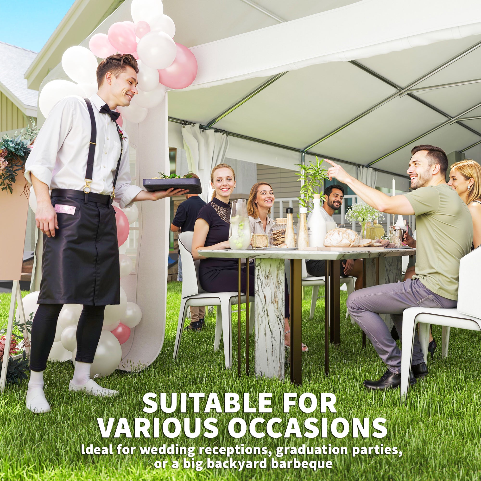 Heavy Duty Party Tent, 19.5' x 39' Large Sun Shade Canopy Tent for Parties, Wedding, Events, BBQ - View 4