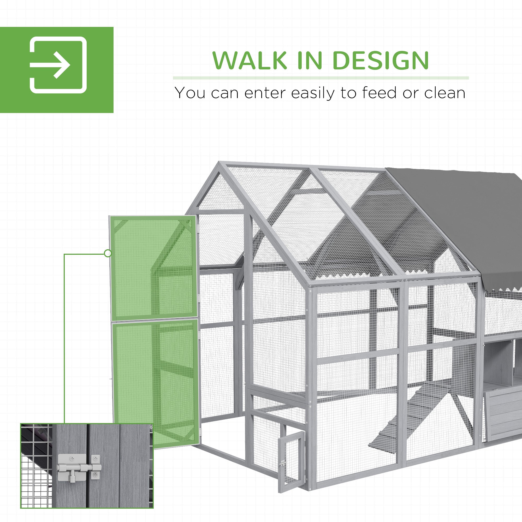 9' x 6' x 6' Large Chicken Coop with Nesting Box, Water-Resistant and Anti-UV Cover for 8-12 - View 3