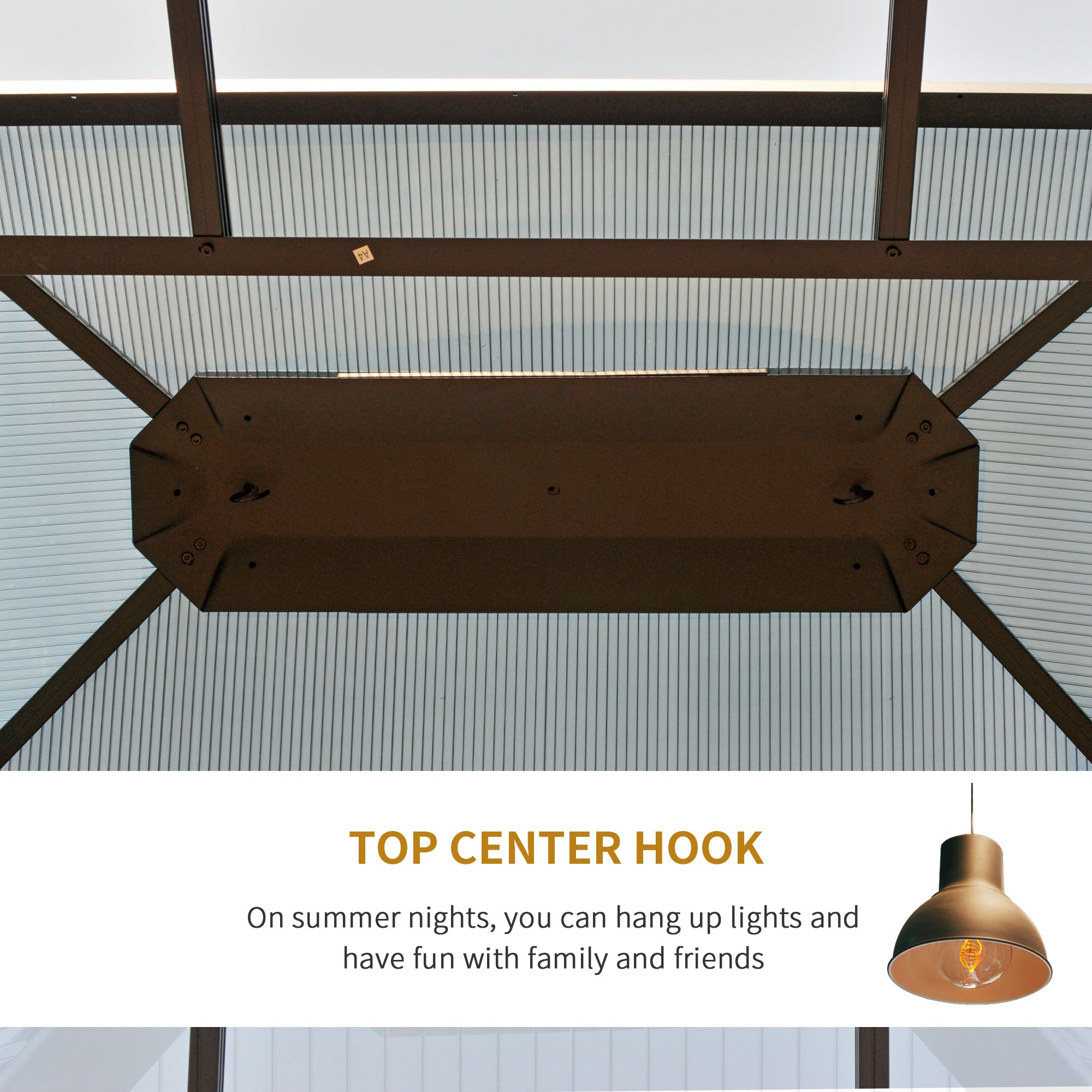 10' x 12' Hardtop Gazebo Canopy with Polycarbonate Roof, Aluminum Frame, Permanent Pavilion Outdoor - View 6