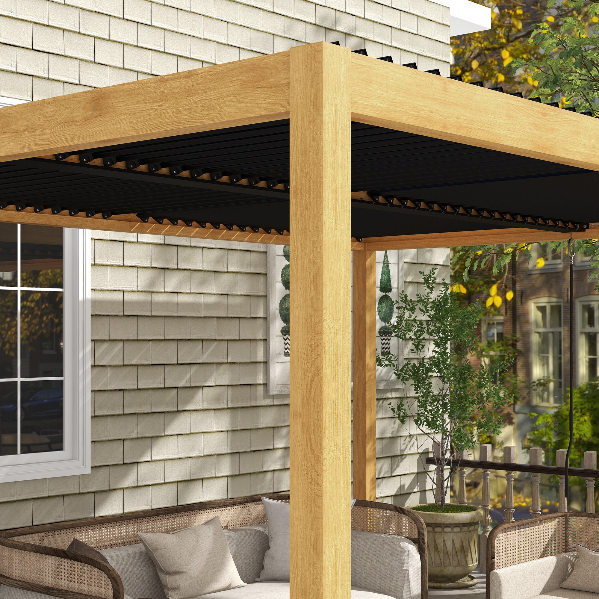 Aluminum Louvered Pergola with Adjustable Roof, 10' x 13' Hardtop Gazebo for Patio, Deck, Garden, - View 8