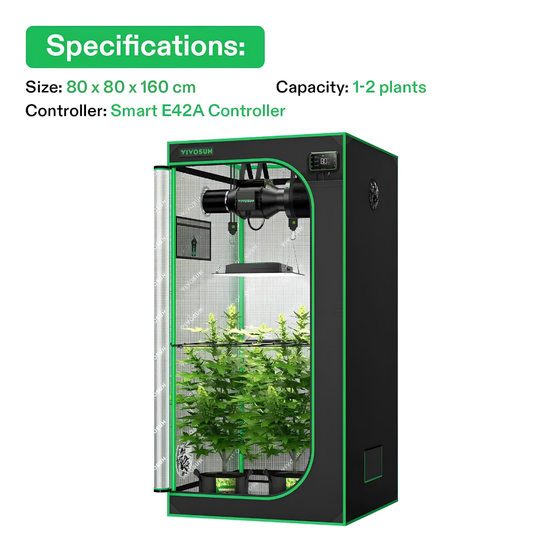 VIVOSUN Smart Grow Tent Kit GIY-SGS-27 2.7x2.7, 2-Plant Complete System, with WiFi E42A+ Controller