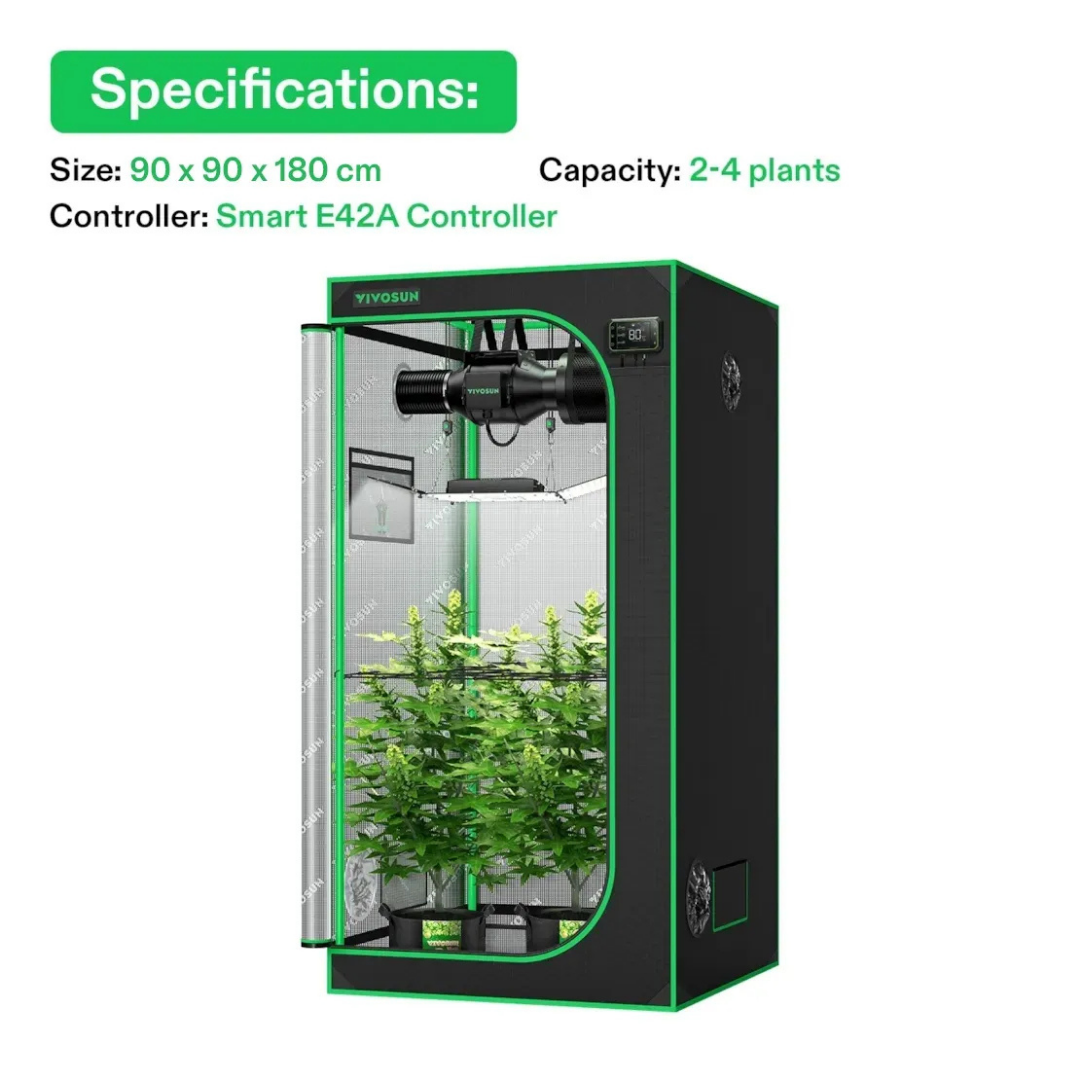 VIVOSUN Smart Grow Tent Kit GIY-SGS-33 3x3, 3-Plant Complete System, with WiFi E42A+ Controller