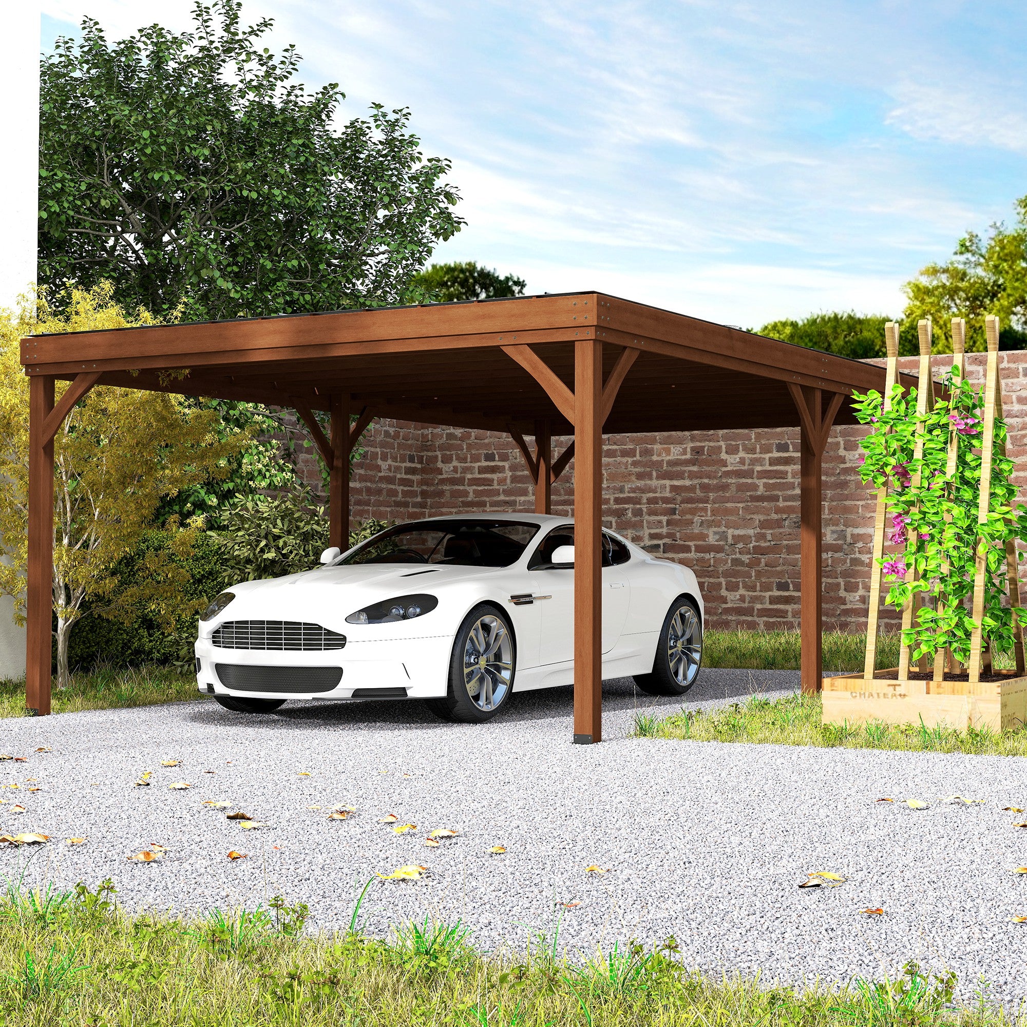 12' x 20' Outdoor Wooden Pergola, Grape Vine Gazebo with Concrete Anchors for Garden, Patio, - View 8