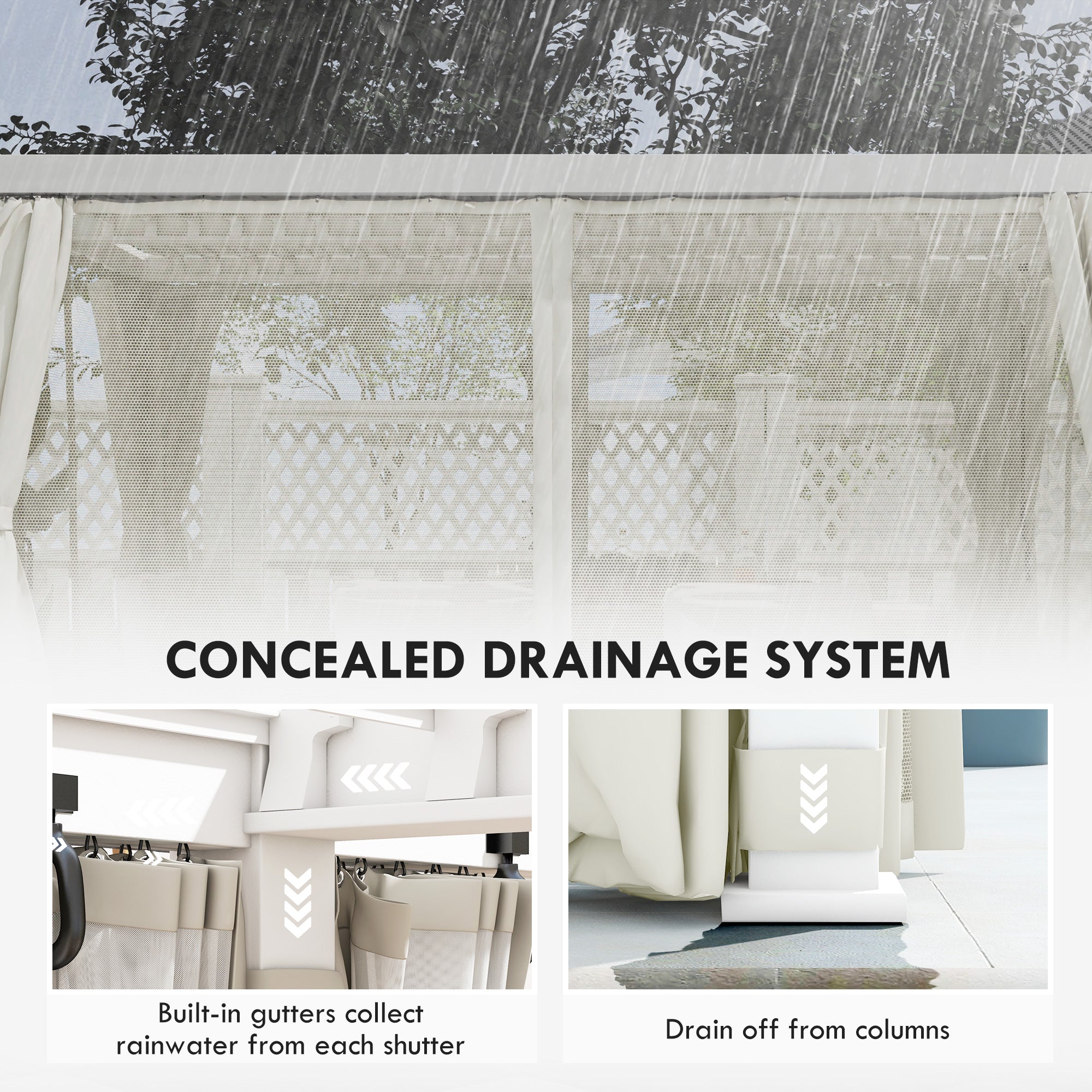 12' x 19' Aluminum Pergola with Adjustable Louvered, Outdoor Pergola with Curtains and Netting, - View 7
