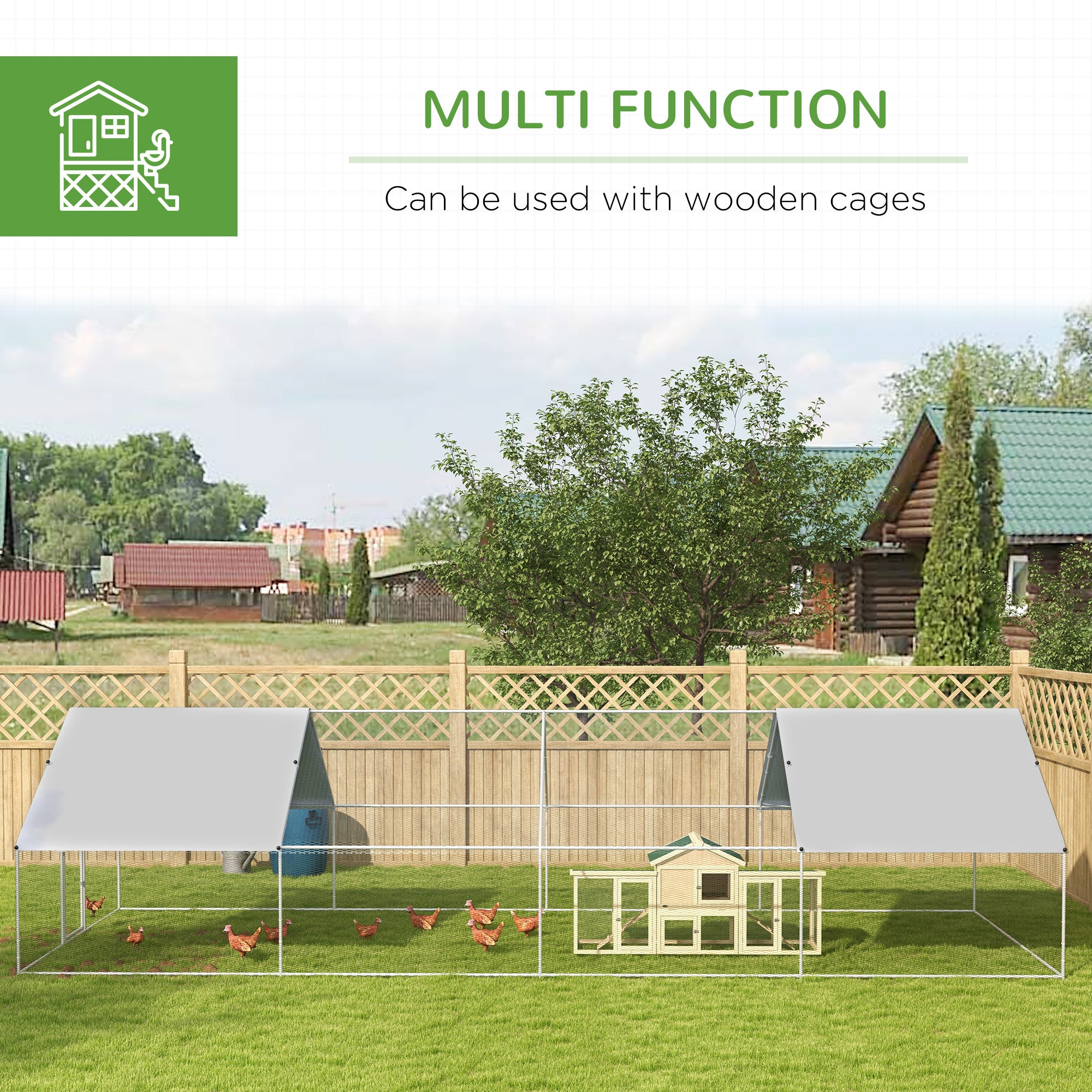 Large Chicken Coop Metal Chicken Run for Chickens with Waterproof and Anti-UV Cover, Spire Shaped - View 3