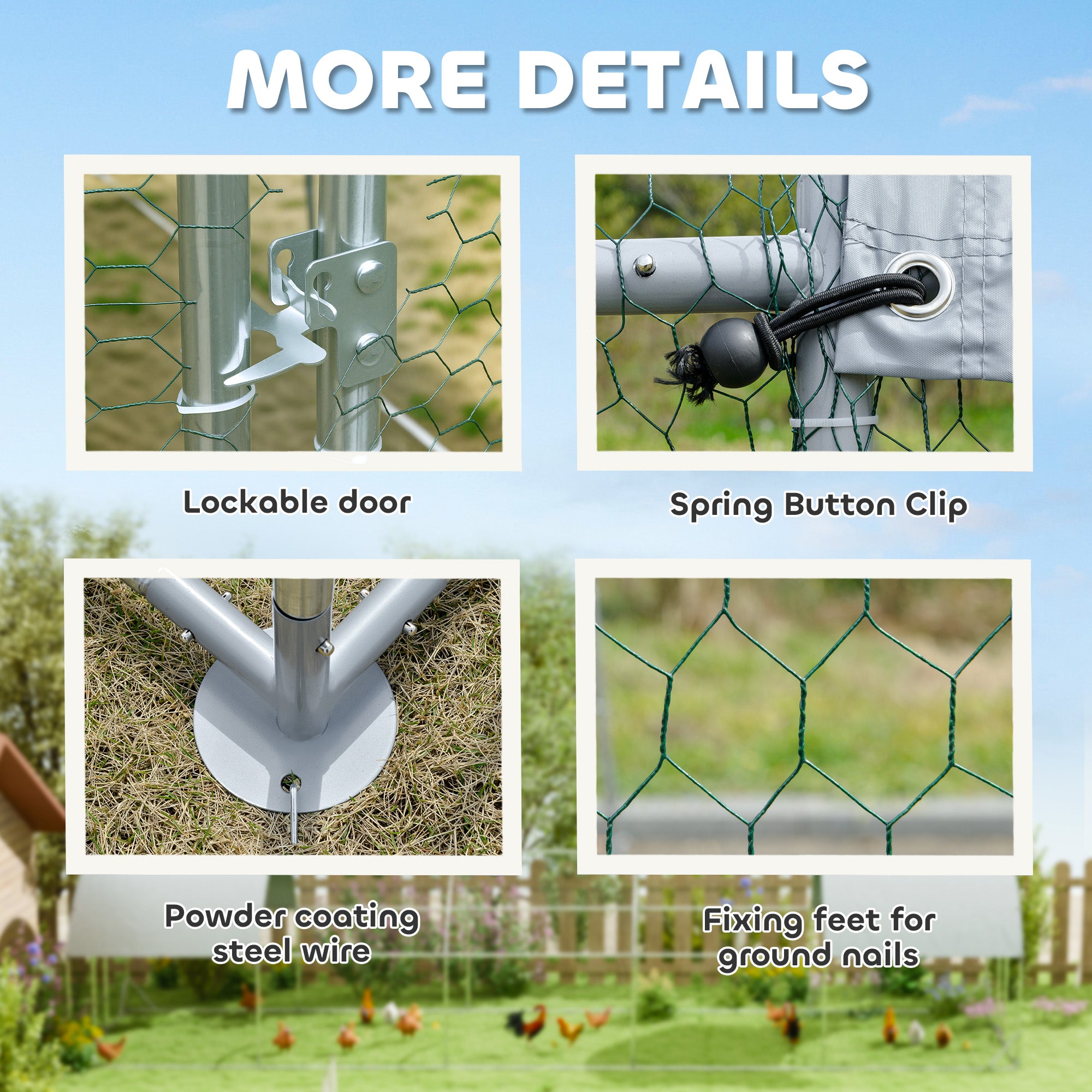 Large Metal Chicken Coop with Waterproof and Anti-UV Cover for Yard, Outdoor, Duck, Rabbit, 9.2' x - View 5