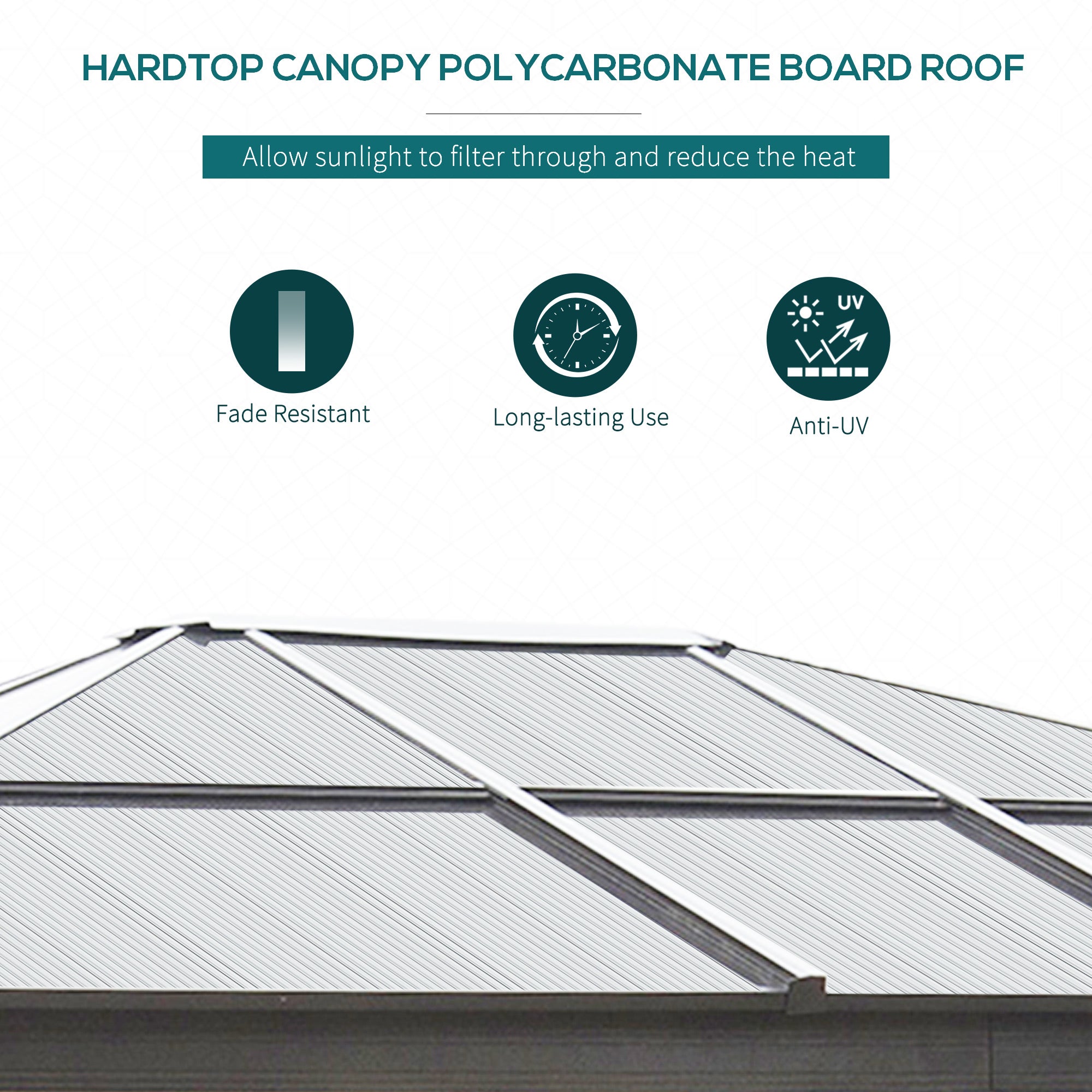 10' x 12' Hardtop Gazebo Canopy with Polycarbonate Roof, Aluminum Frame, Permanent Pavilion Outdoor - View 4