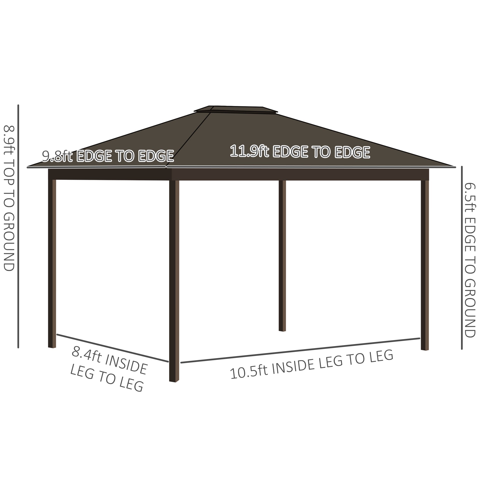11.9" x 9.8" Hardtop Gazebo with Curtains Netting, Metal Roof Gazebo Canopy with Aluminum Frame and - View 3