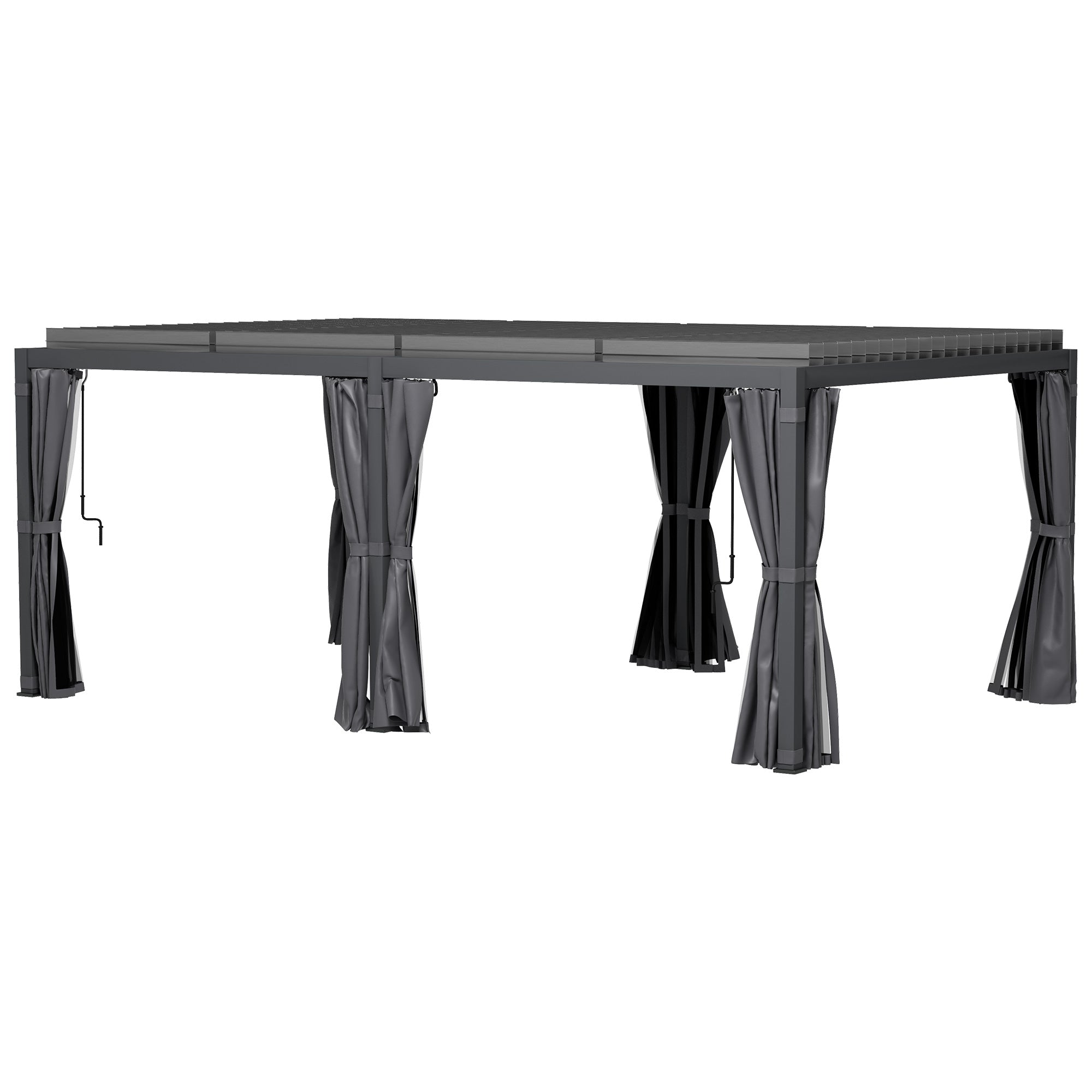 12' x 19' Aluminum Pergola with Adjustable Louvered, Outdoor Pergola with Curtains and Netting,