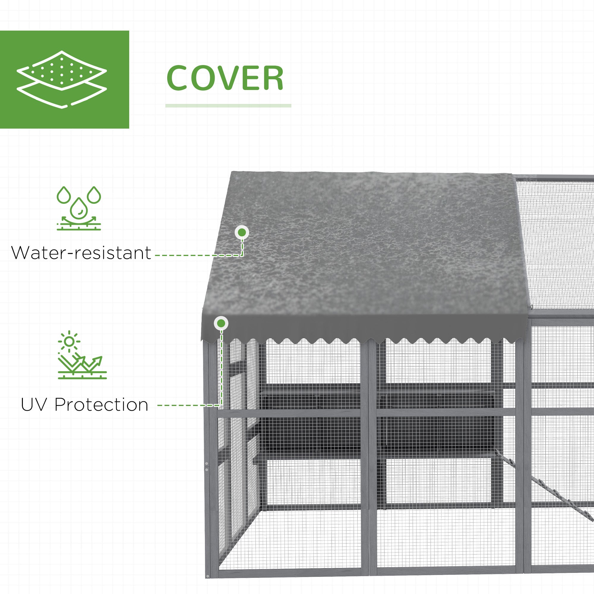 9' x 6' x 6' Large Chicken Coop with Nesting Box, Water-Resistant and Anti-UV Cover for 8-12 - View 4