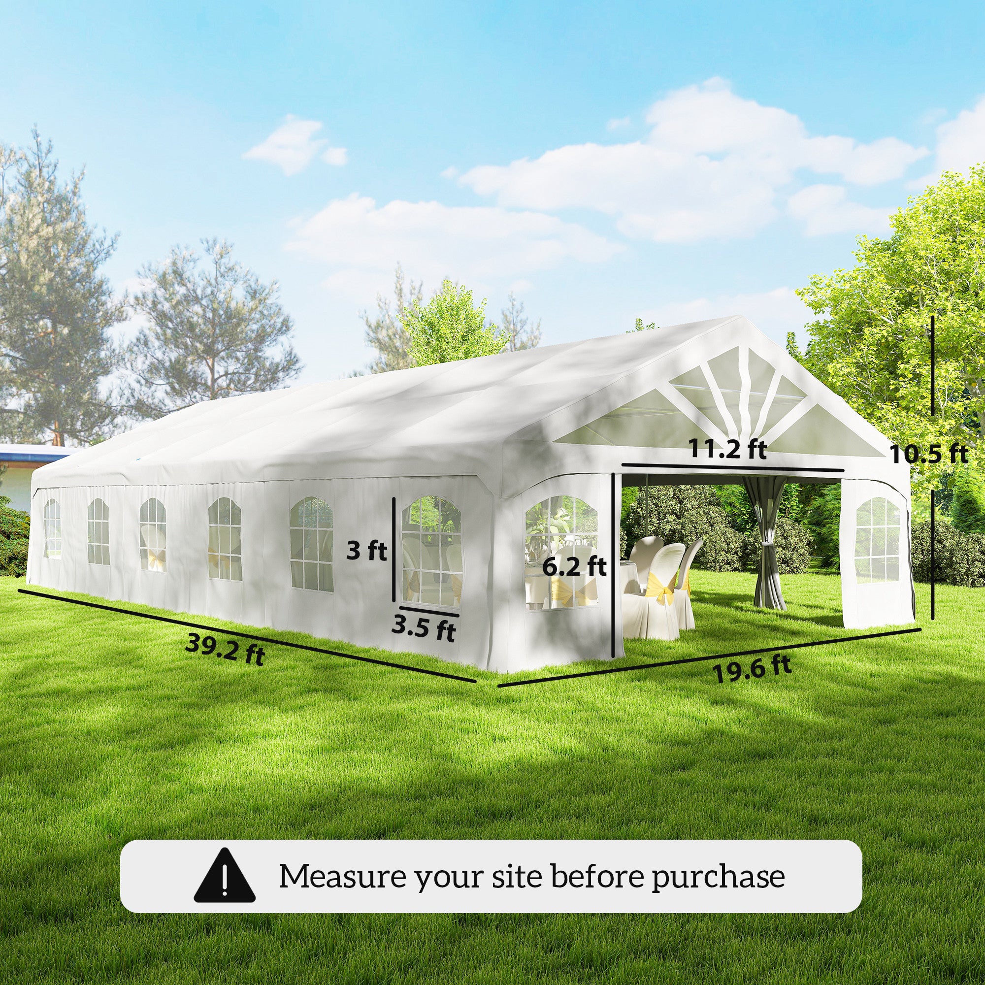 Heavy Duty Party Tent, 19.5' x 39' Large Sun Shade Canopy Tent for Parties, Wedding, Events, BBQ - View 3