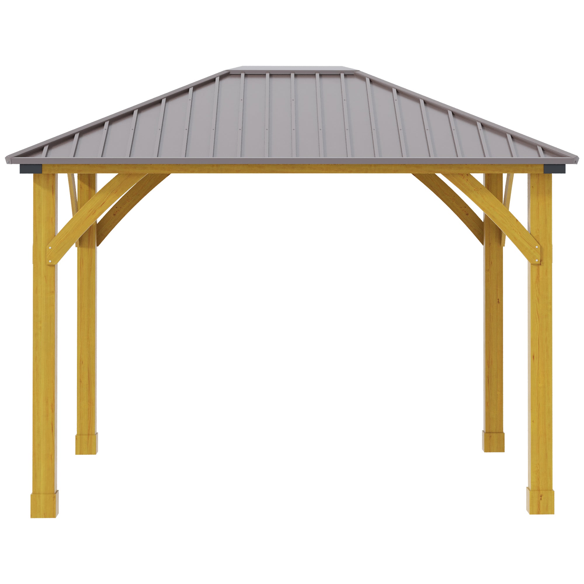10' x 12' Hardtop Gazebo with Galvanized Steel Roof, Wooden Frame, Permanent Pavilion Outdoor - View 8