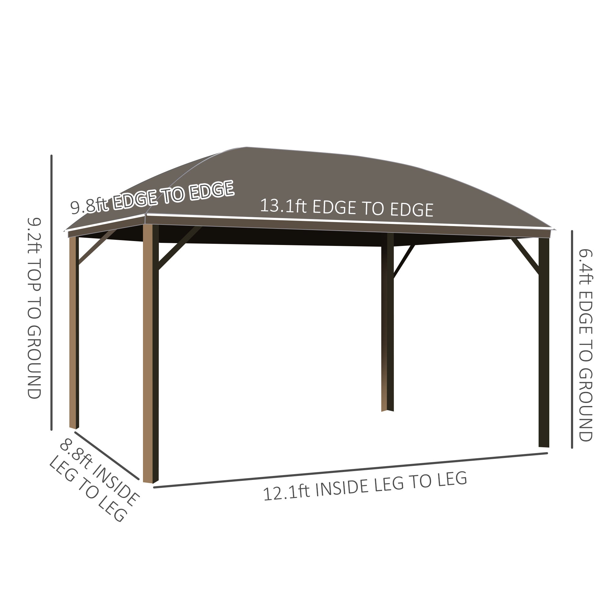 10' x 13' Hardtop Gazebo with Curtains, Netting, Pavilion with Steel Roof Ceiling Hook for Garden - View 3