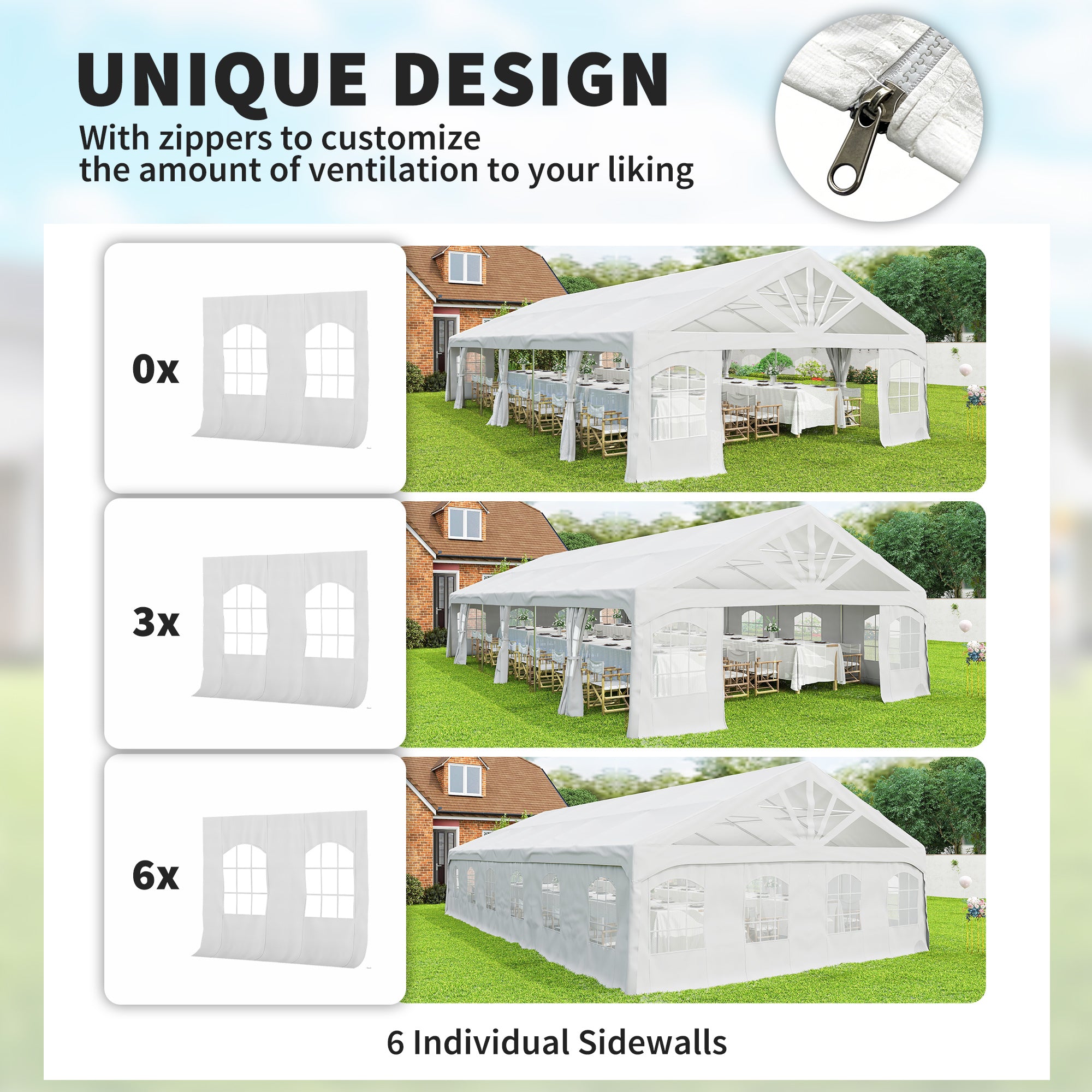 Heavy Duty Party Tent, 19.5' x 39' Large Sun Shade Canopy Tent for Parties, Wedding, Events, BBQ - View 8