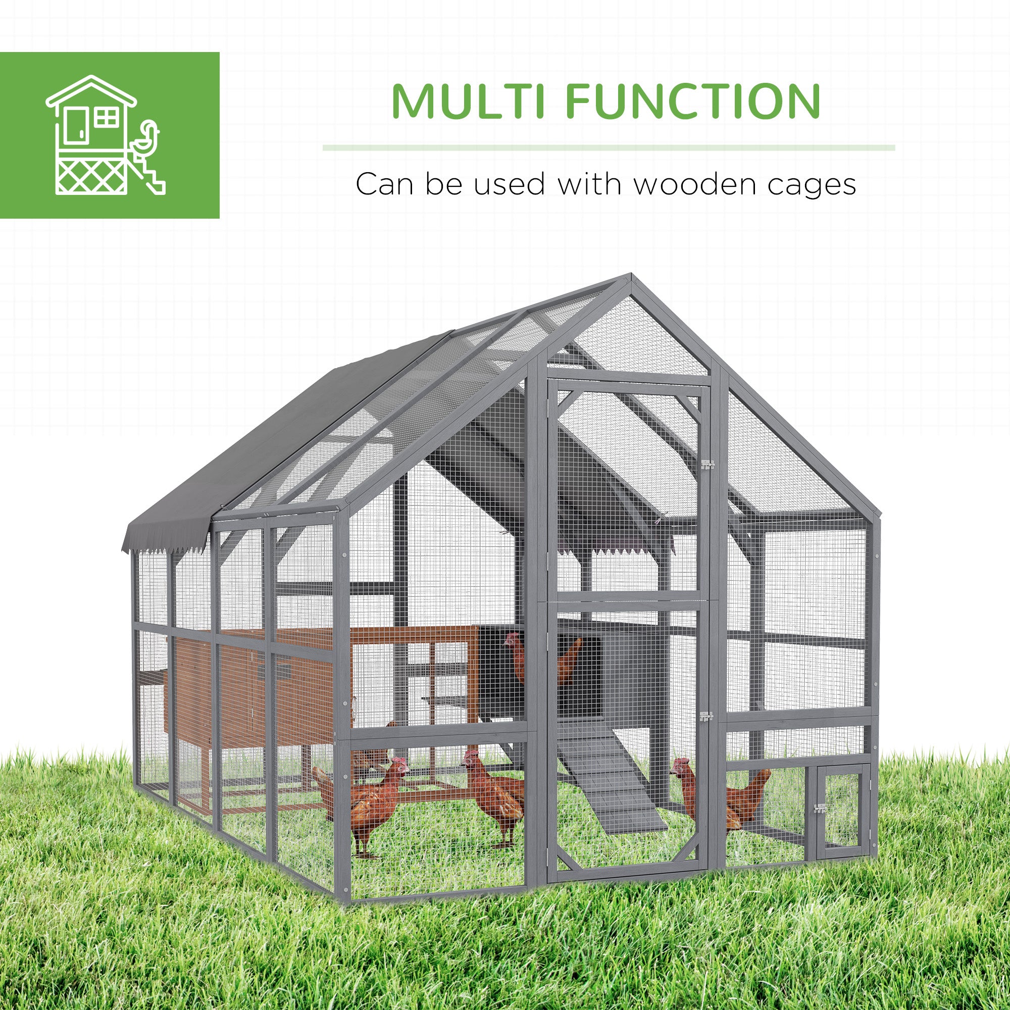 9' x 6' x 6' Large Chicken Coop with Nesting Box, Water-Resistant and Anti-UV Cover for 8-12 - View 5