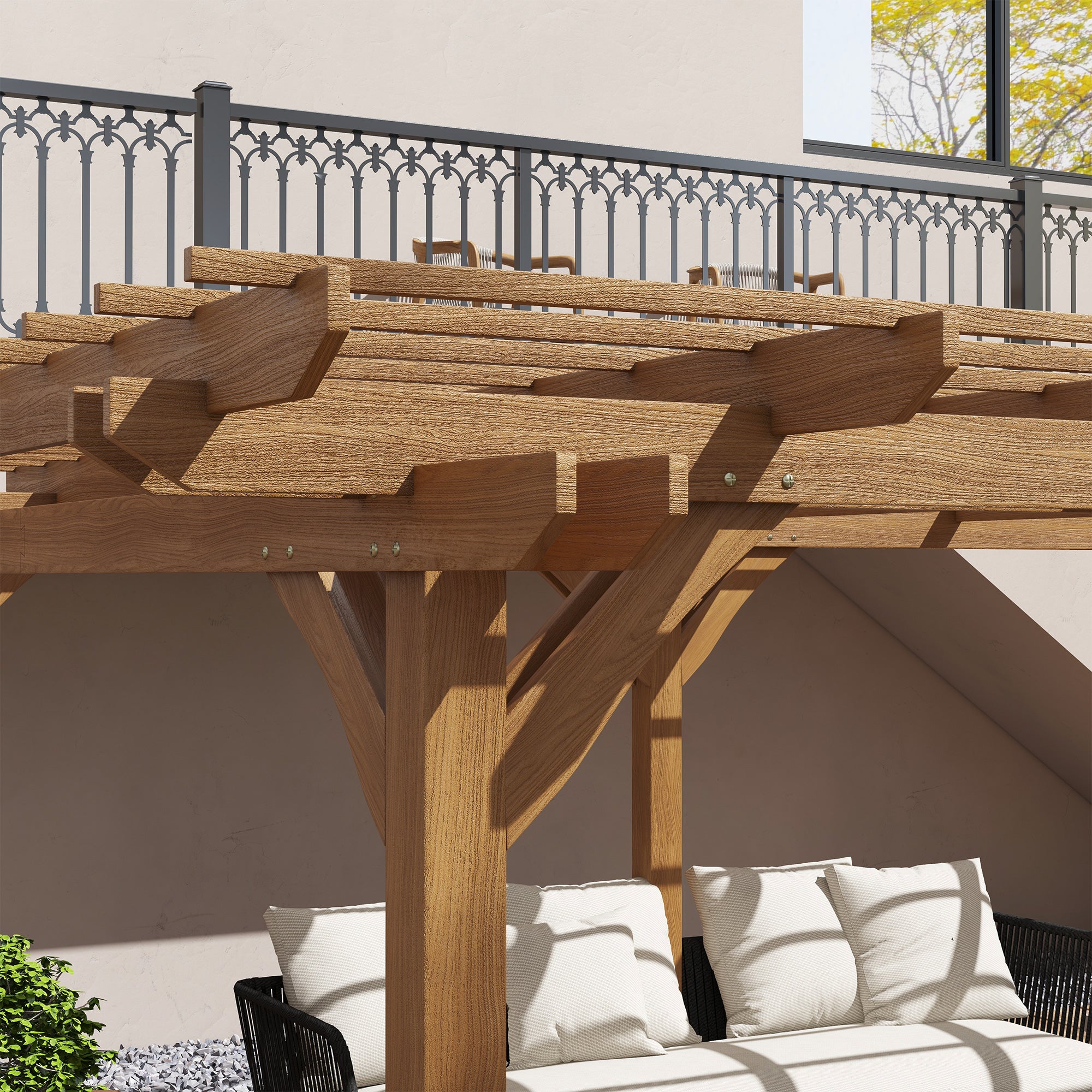 12' x 16' Outdoor Pergola Grape Trellis, Wood Gazebo for Climbing Plants at Garden, Patio, - View 8