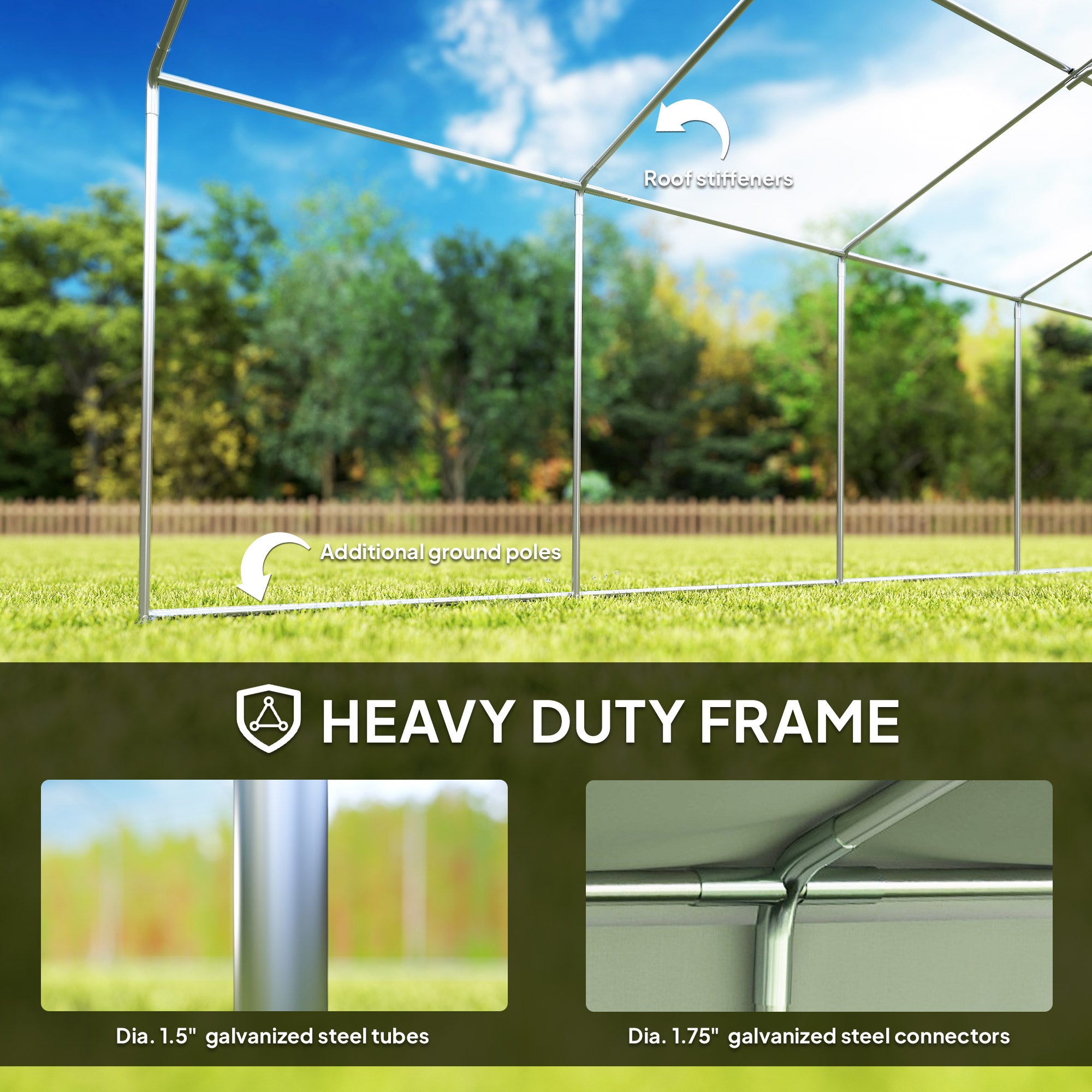 Heavy Duty Party Tent, 19.5' x 39' Large Sun Shade Canopy Tent for Parties, Wedding, Events, BBQ - View 6