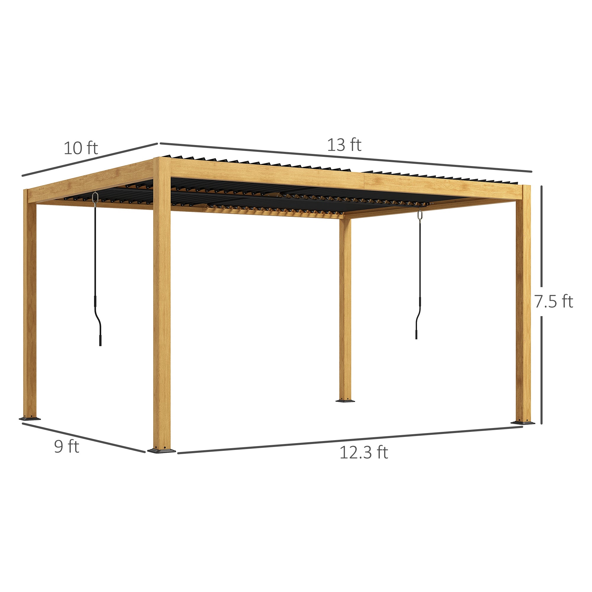 Aluminum Louvered Pergola with Adjustable Roof, 10' x 13' Hardtop Gazebo for Patio, Deck, Garden, - View 3
