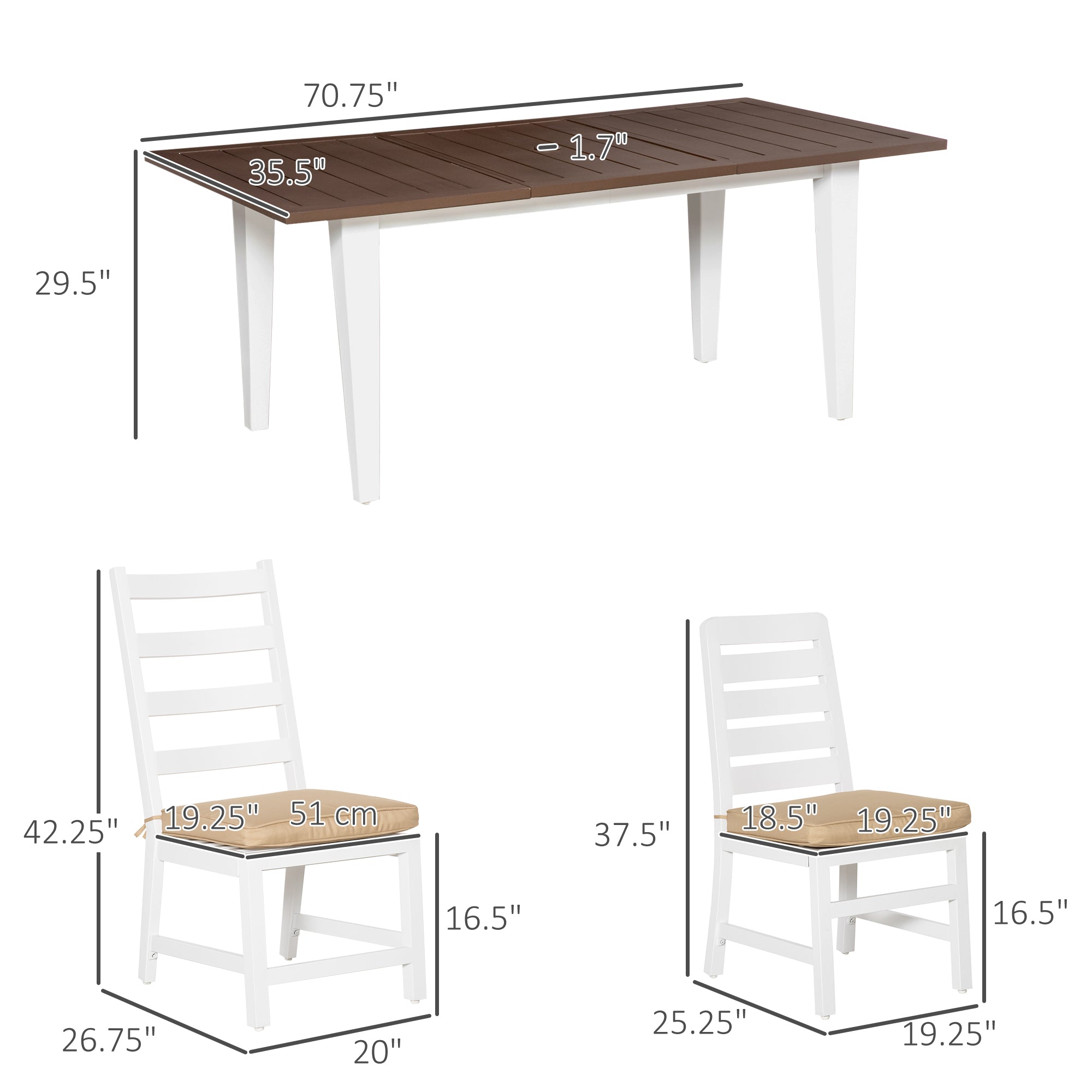 Patio Dining Set for 6, Outdoor Furniture Set with a Table & Chairs, Cushions, Umbrella Hole for - View 3