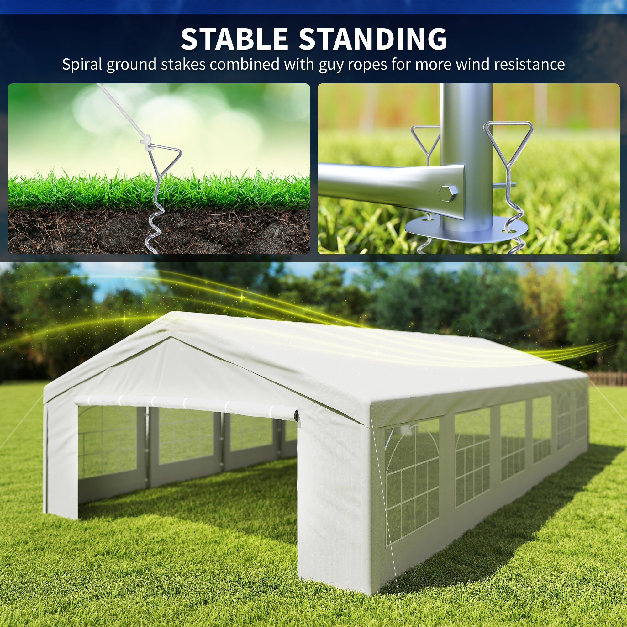 20 x 40 ft Heavy Duty Party Tent Outdoor Gazebo Wedding Tent Event Shelter Carport BBQ with - View 6