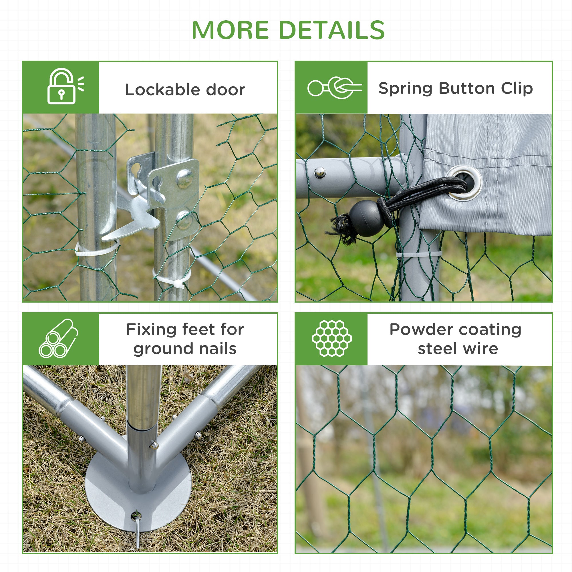 Large Metal Chicken Coop with Waterproof and Anti-UV Cover for Yard, Outdoor, Duck, Rabbit, 9.2' x - View 5