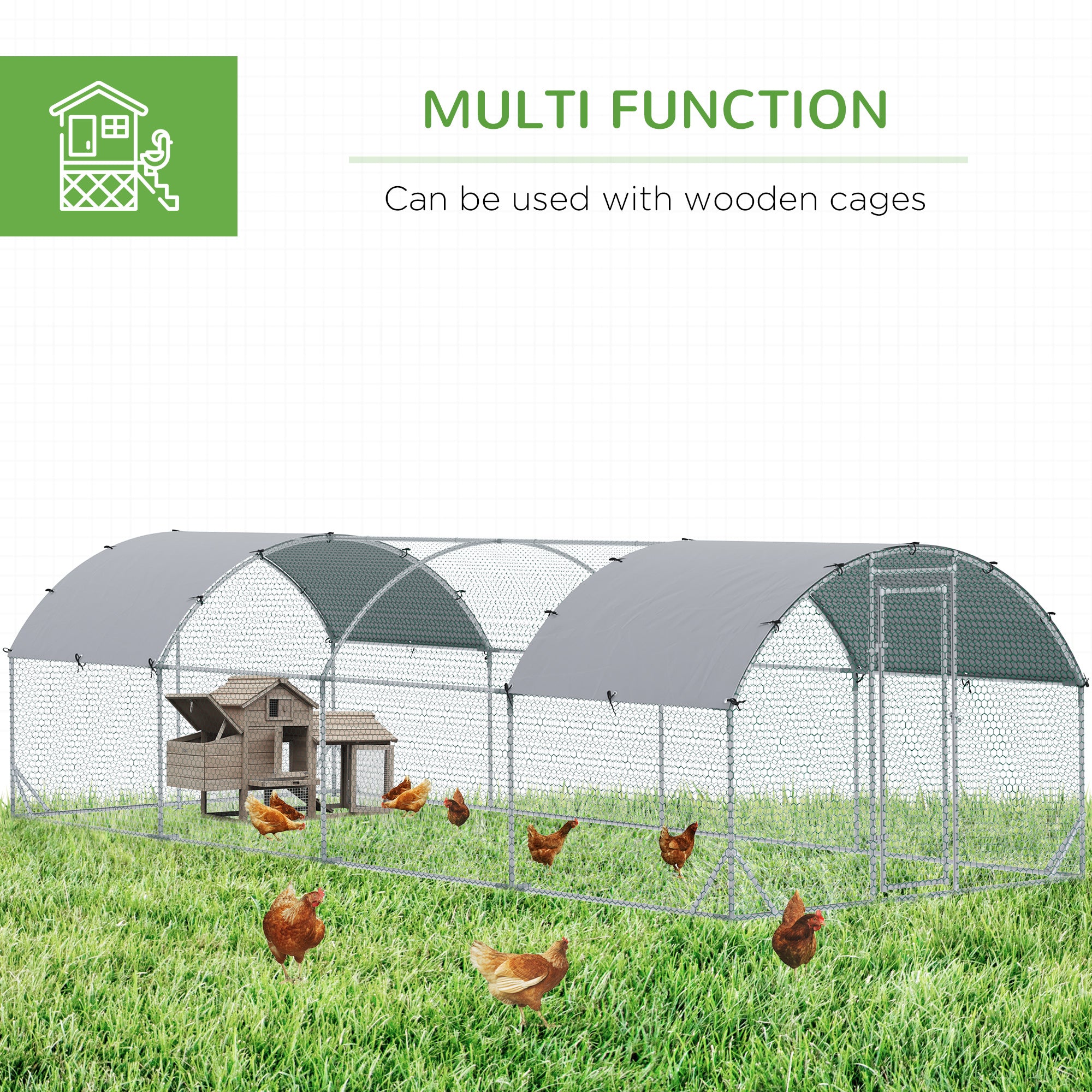 Large Metal Chicken Coop with Waterproof and Anti-UV Cover for Yard, Outdoor, Duck, Rabbit, 9.2' x - View 3