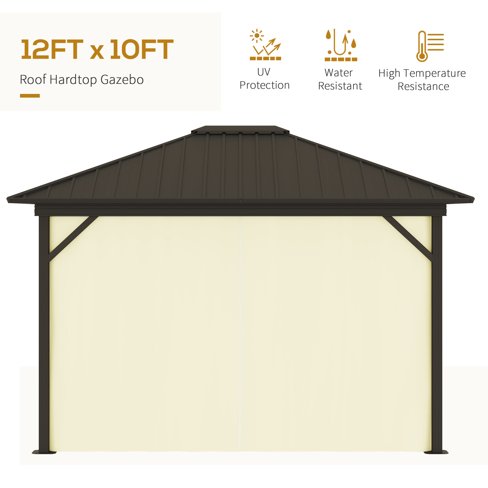 11.9" x 9.8" Hardtop Gazebo with Curtains Netting, Metal Roof Gazebo Canopy with Aluminum Frame and - View 4